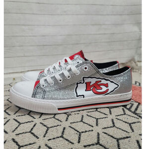 Kansas City Chiefs Womens Glitter Low Top Canvas Shoe, sz 10